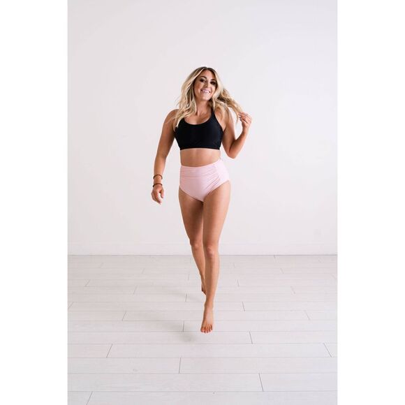 NWT Set: Sports Bikini & High Waist Full Coverage Bottom In Pink And Black - Picture 11 of 14